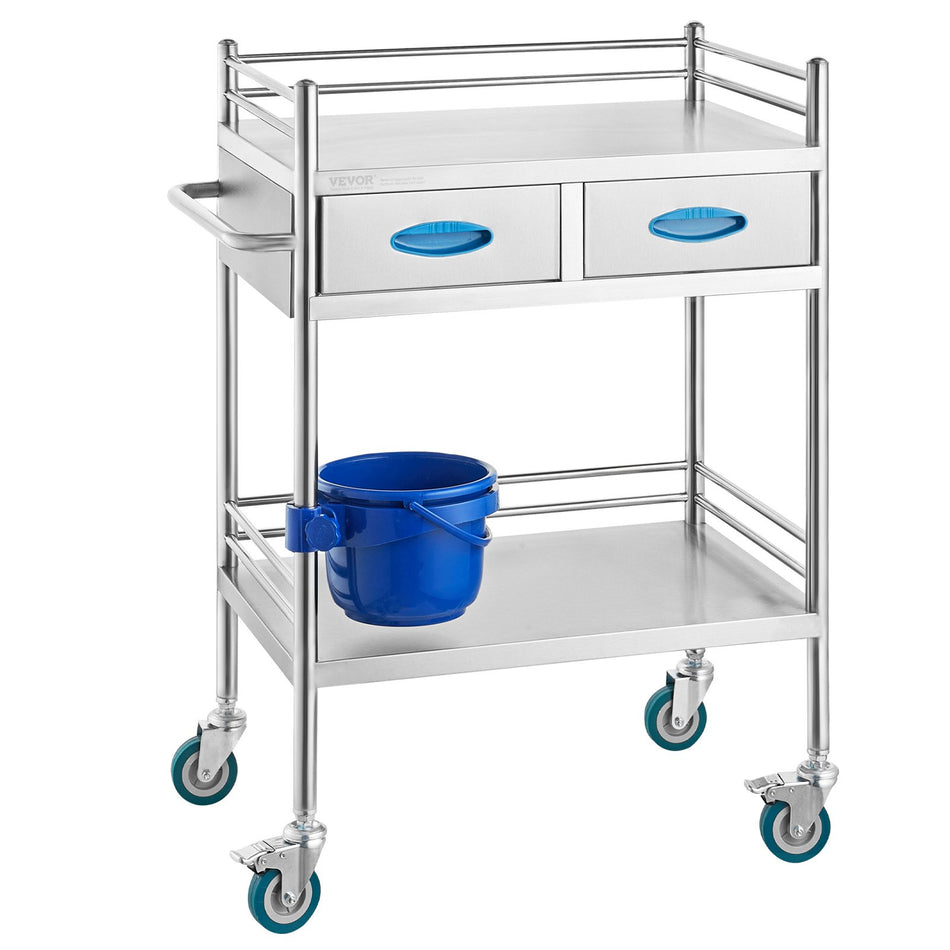 durable stainless steel cart for hospital or laboratory use.