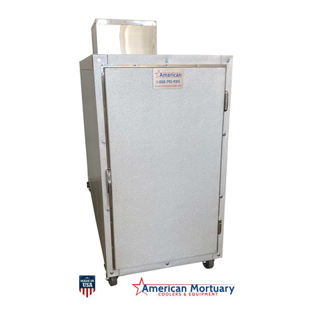 3 Body Mortuary Cooler AMC Model #3B with Interior Rolling Rack - American Mortuary Coolers Powered by Funeral Source One Supply Company 