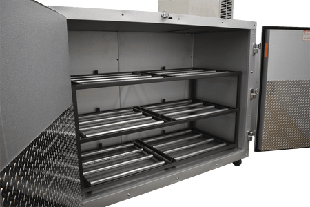 American Mortuary Coolers 3BX-SL, extra-large side-loading mortuary cooler, white finish, optional casters for mobility.