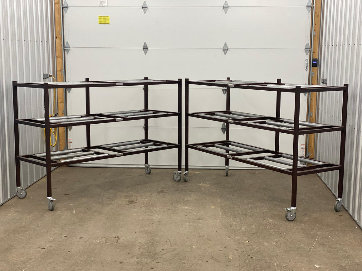 Photo of the AMC 3TSL morgue rack, showing its efficient side loading design, ideal for tight spaces and customizable for various cadaver storage needs