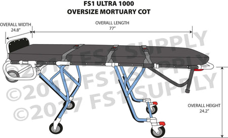 1000lb capacity mortuary gurney, Ultra 1000 model, reliable and durable cot