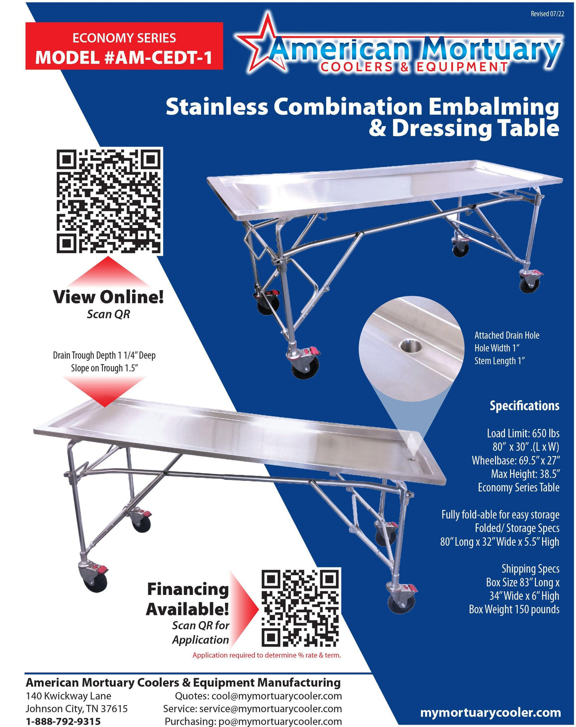 Economy Embalming & Dressing Table | Affordable, Reliable Mortuary Table
