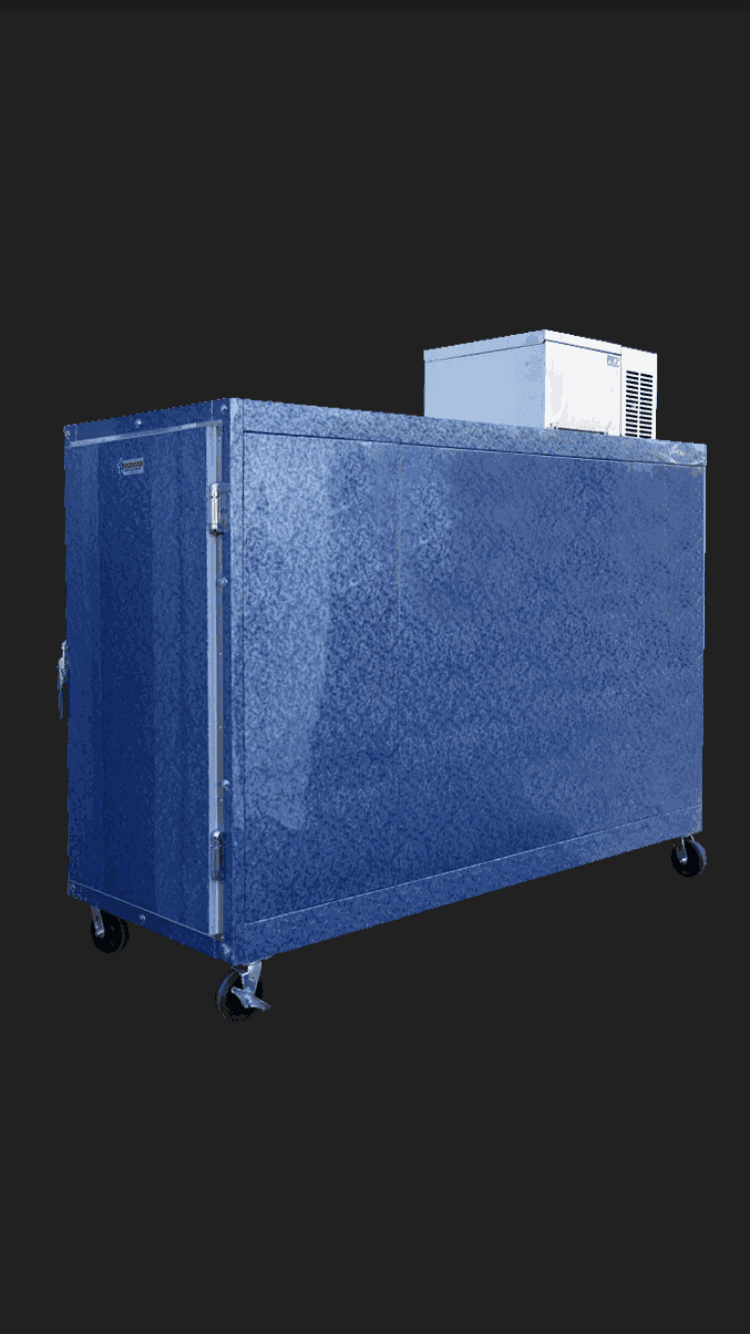 3 Body Mortuary Cooler AMC Model #3B with Interior Rolling Rack - American Mortuary Coolers Powered by Funeral Source One Supply Company